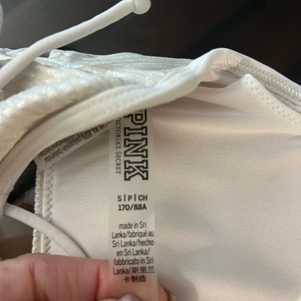 PINK Victoria's Secret White and Blue Bikini Set.  2 bottoms, 1 top. - Picture 11 of 11
